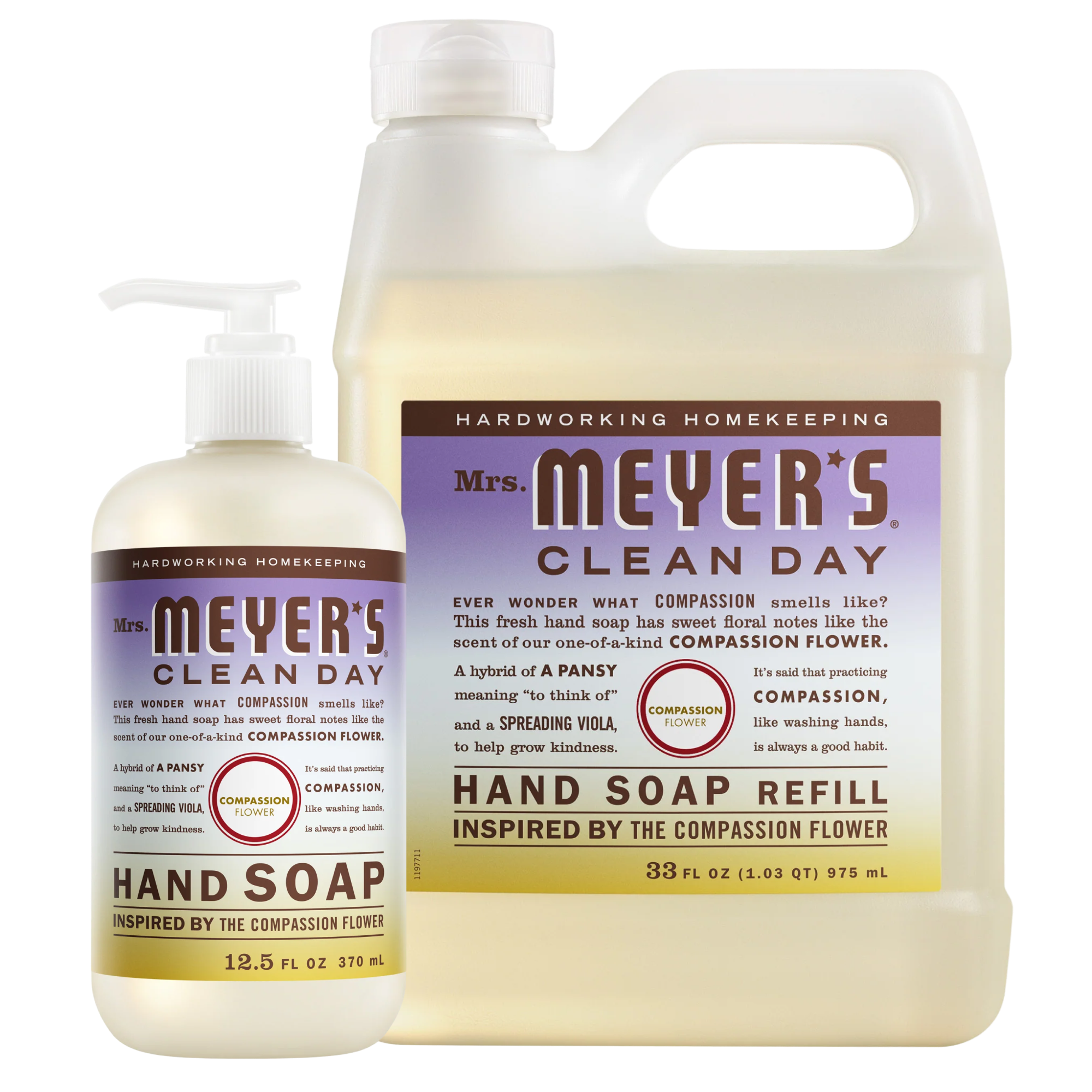Mrs. Meyer's Compassion Flower Liquid Hand Soap & Refill Set