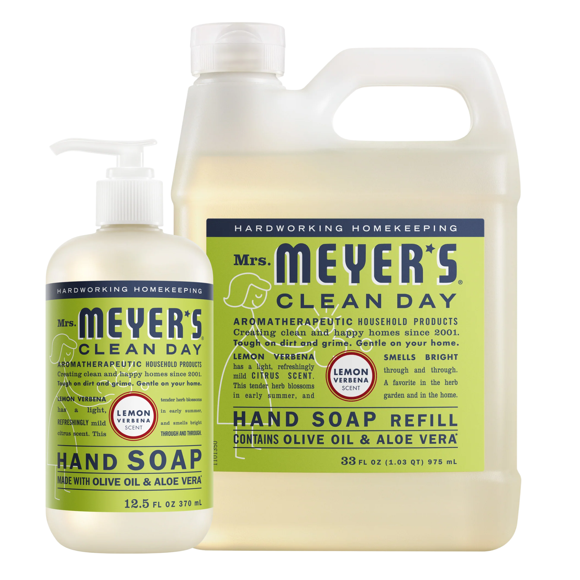 Mrs. Meyer's Lemon Verbena Liquid Hand Soap & Refill Set