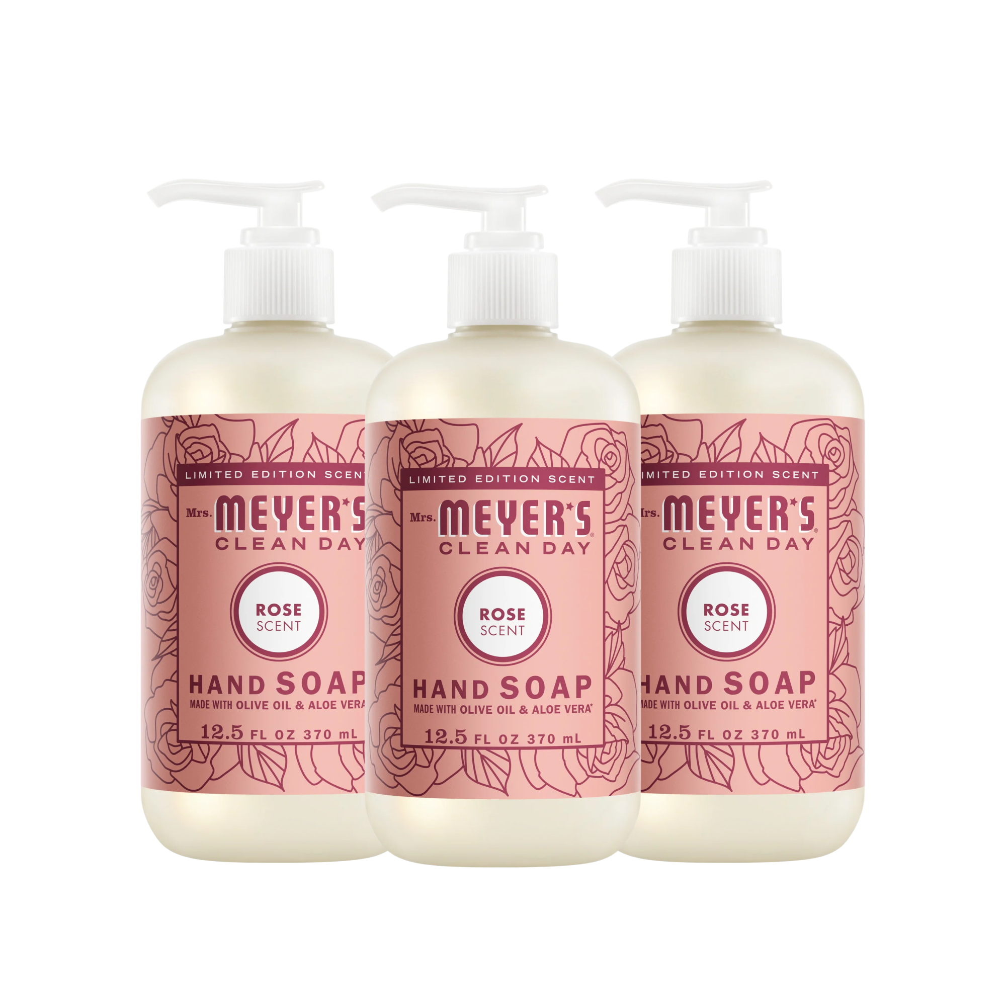 Mrs. Meyer's Rose Liquid Hand Soap 3-count Bundle 