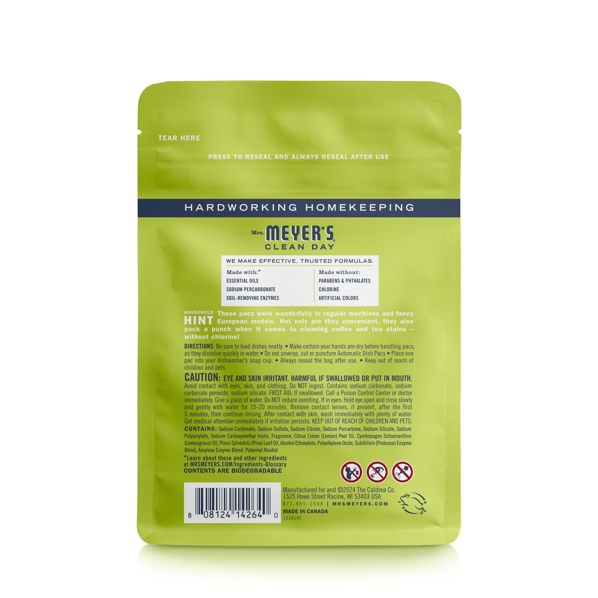 Mrs. Meyer's Lemon Verbena Automatic Dish Packs